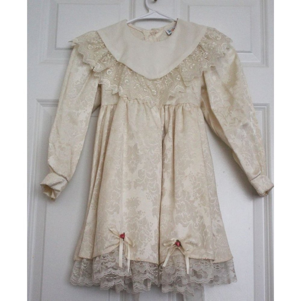 Vintage Victorian Girls Formal Christening Dress Sz 7 U.S. Rain